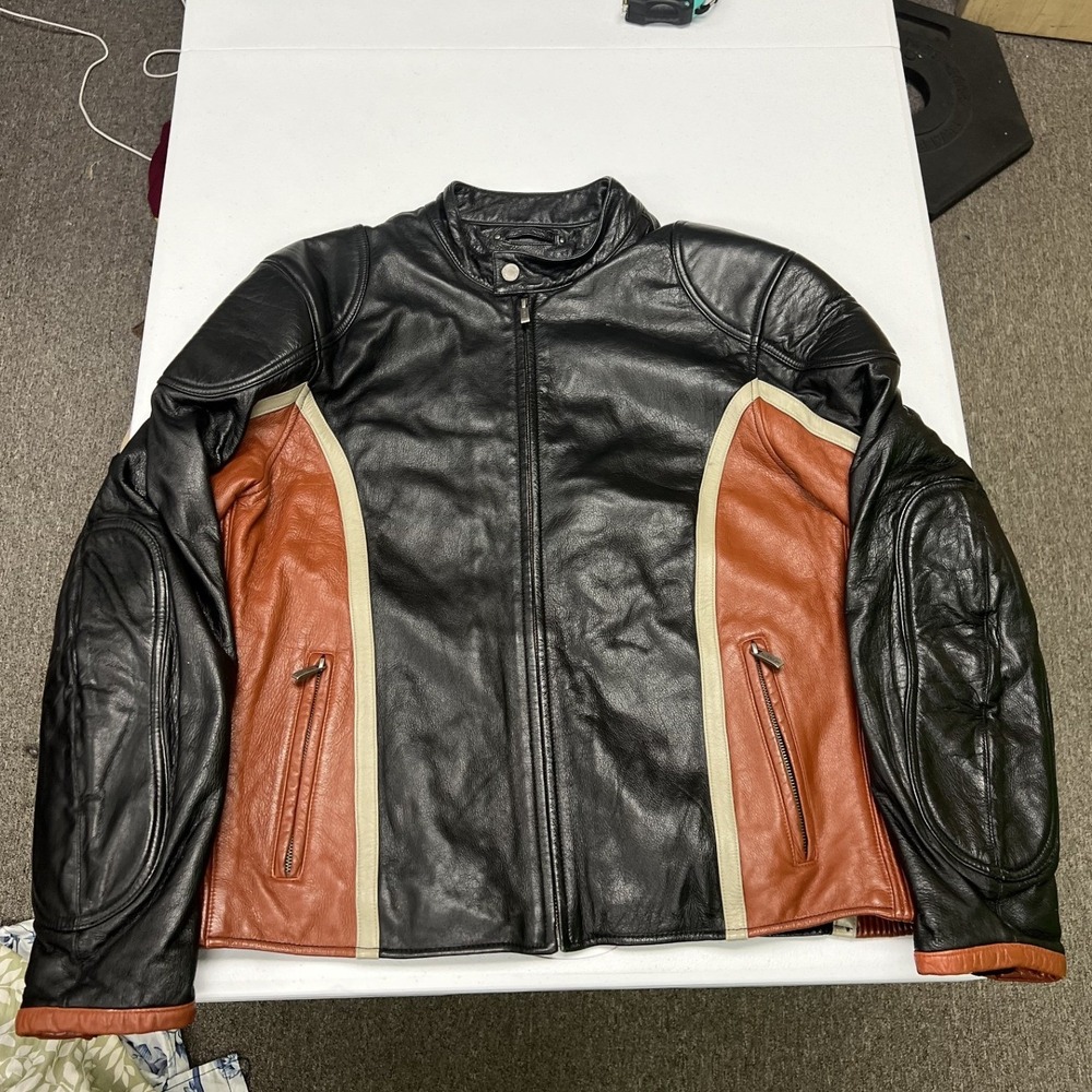 Wilsons Leather M. Julian Jacket Mens L Black Orange Harley-Davidson Biker Moto
